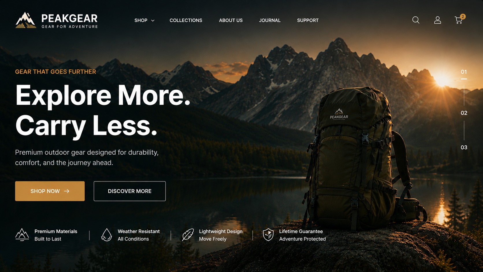 Redesigned outdoor gear store website, 2026