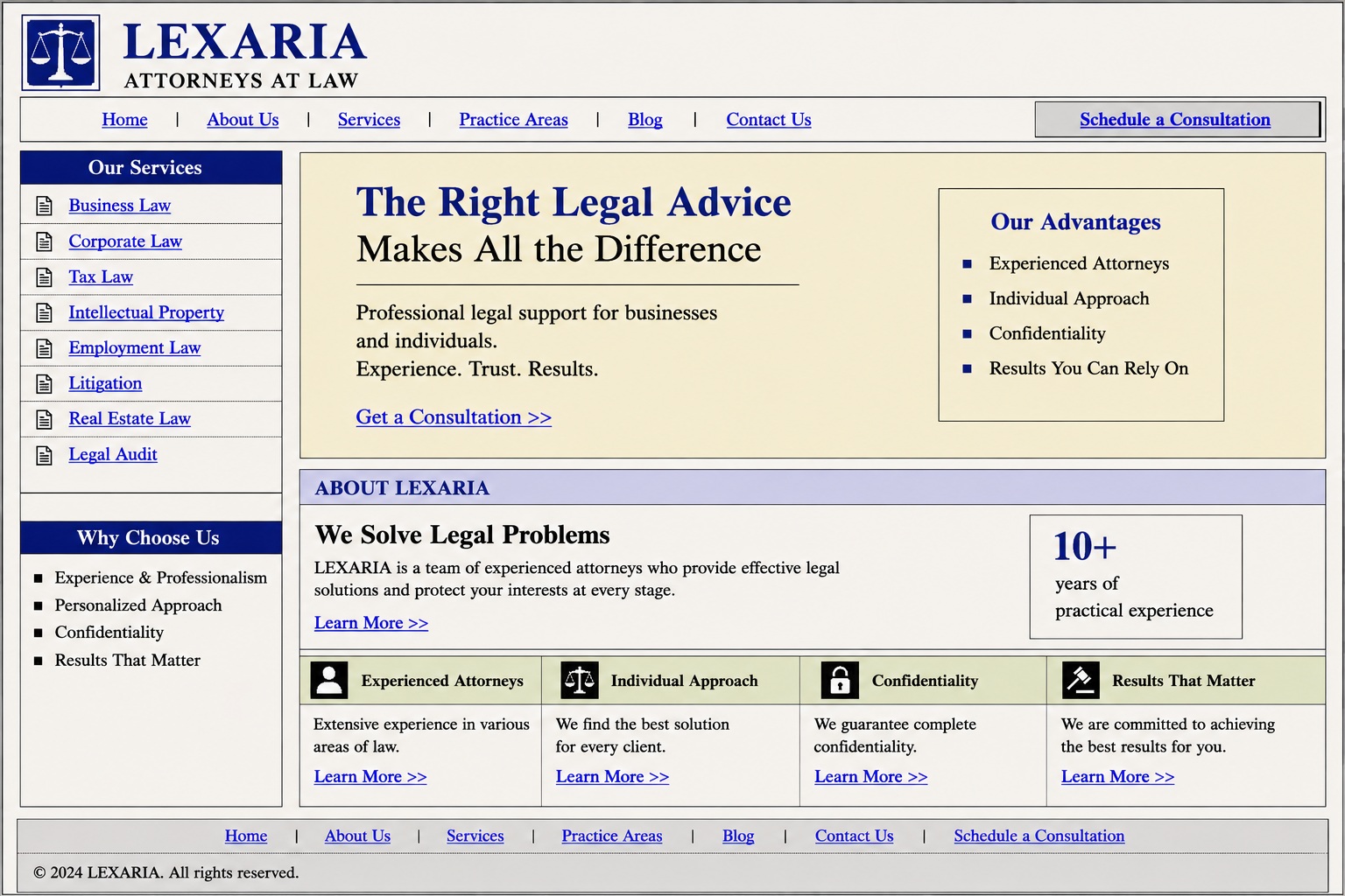 Old law firm website before the redesign