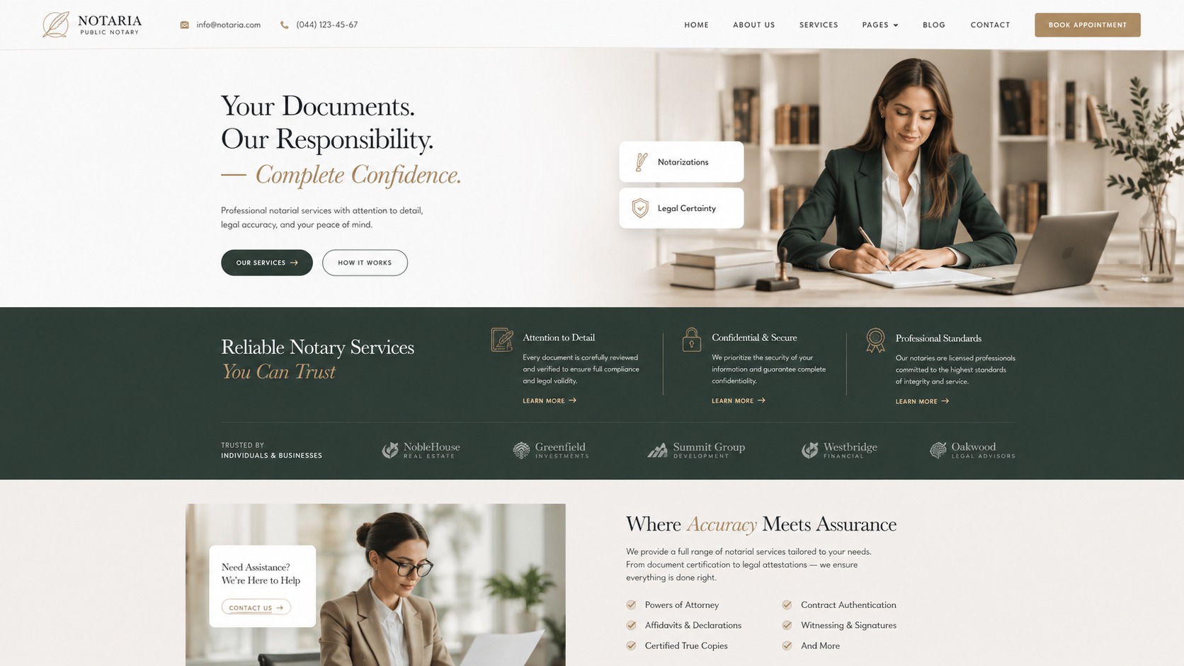 Redesigned notary website