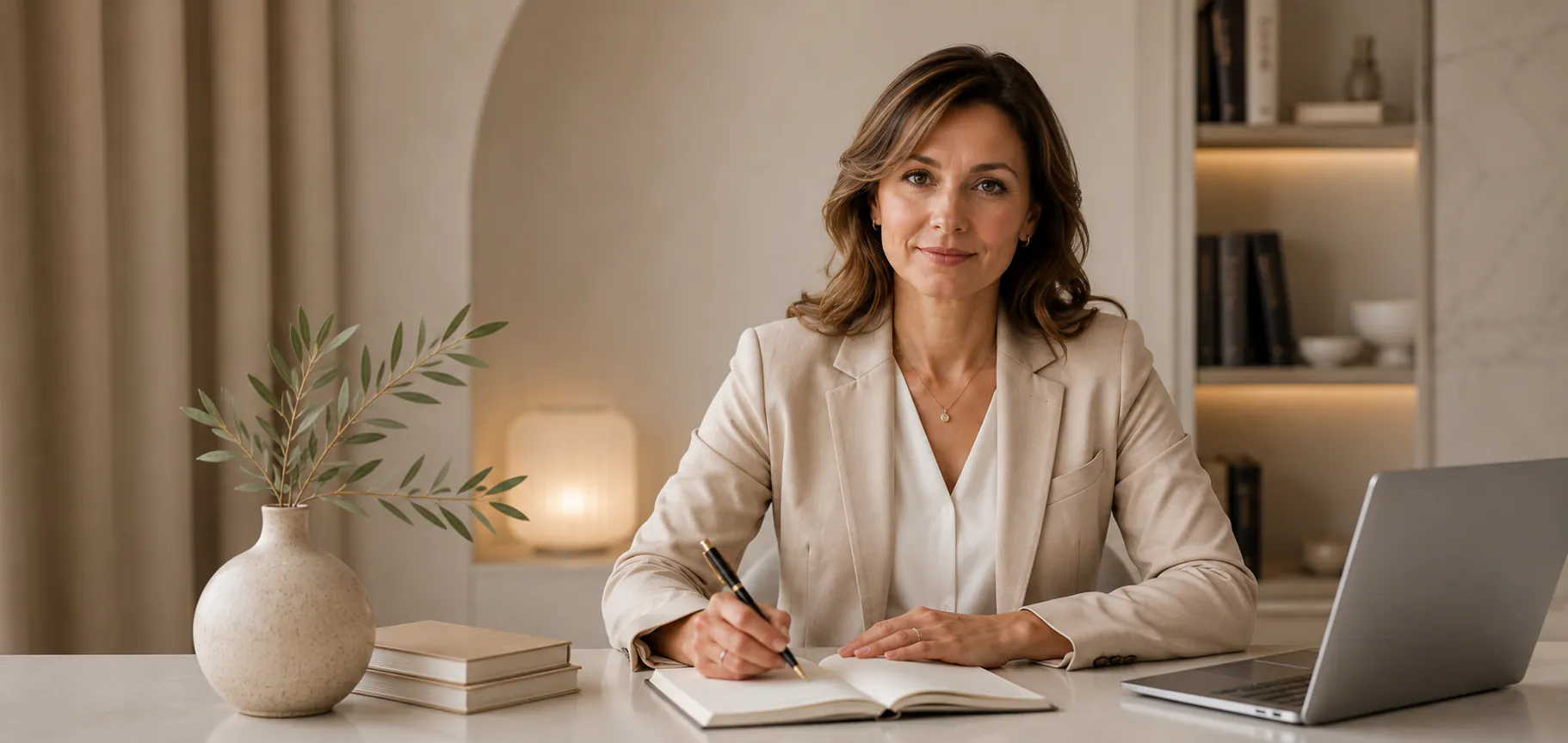 Iryna Kovalenko working in her office