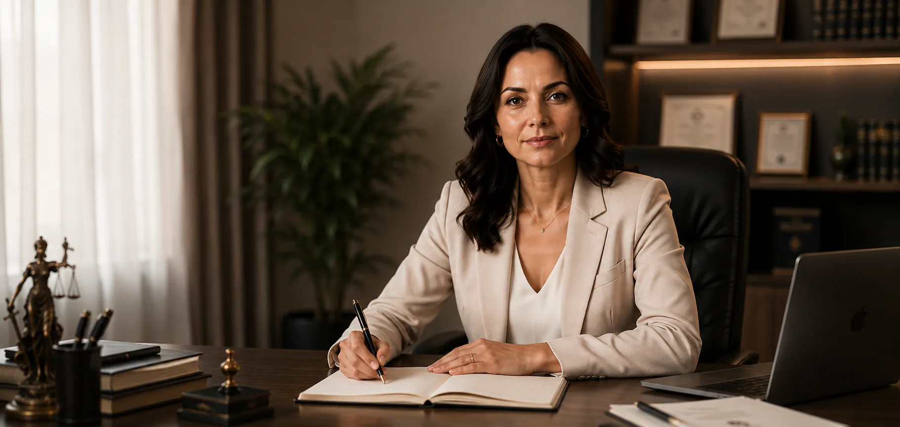Oksana Tereshchenko working in her office