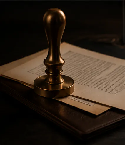 A notarial seal on a document