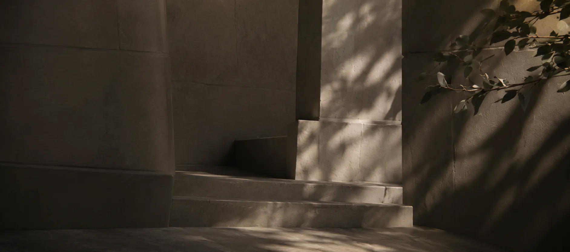Stone steps in side lighting